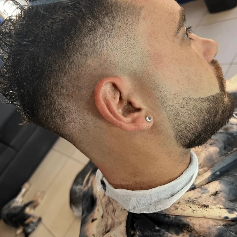 Beard line-up with a side fade